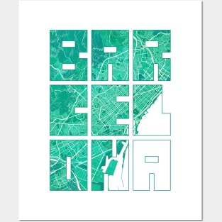 Barcelona, Spain City Map Typography - Watercolor Posters and Art